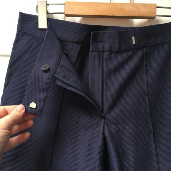 AWSS Navy Blue Ribbed Flare Pants - Picture 4 of 8
